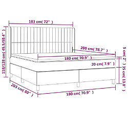 Acheter vidaXL Sommier à lattes de lit et matelas Gris clair 180x200cm Velours