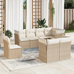 vidaXL Salon de jardin avec coussins 8 pcs beige résine tressée