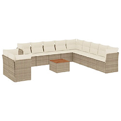 Maison Chic Salon de jardin avec coussins 12 pcs | Ensemble de Table et chaises | Mobilier d'Extérieur beige résine tressée -GKD33537