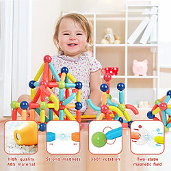 koticidsin Jeu de Construction Magnétique, 68 PCS, Bâtons Magnétiques de Construction, Jeux Educatifs Enfant