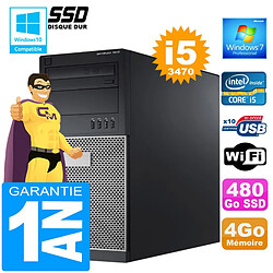 PC Tour DELL 7010 Core I5-3470 Ram 4Go Disque 480 Go SSD Graveur DVD Wifi W7