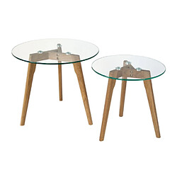 Homestyle4U 2 Tables basses rondes en verre