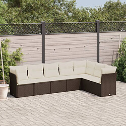 Maison Chic Salon de jardin avec coussins 7 pcs, Ensemble Tables et chaises de jardin, marron résine tressée -GKD368530