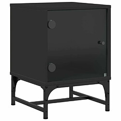 Maison Chic Table de chevet avec porte en verre, Table de Nuit noir 35x37x50 cm