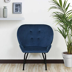 Acheter Paris Prix Fauteuil Design en Velours Giovanni 86cm Bleu