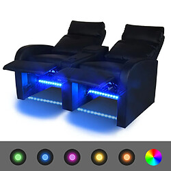 vidaXL Fauteuil inclinable à LED à 2 places cuir artificiel noir