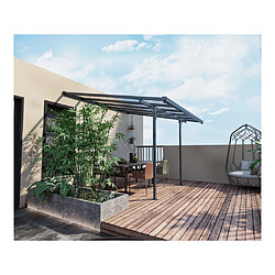 Vente-Unique Pergola adossée en aluminium 9,5 m² anthracite ALVARO 