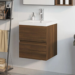 vidaXL Meuble lavabo avec bassin intégré Chêne brun Bois d'ingénierie