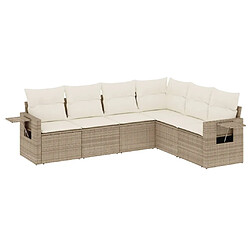 vidaXL Salon de jardin avec coussins 6 pcs beige résine tressée