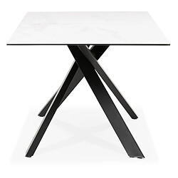 Avis Alterego Table à diner 'MARKINA' en céramique blanche avec pied central en x noir - 180x90 cm