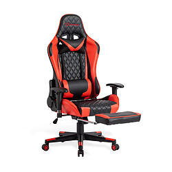 Fauteuil gamer Foxsport,Chaise de Jeu chaise gaming inclinable avec repose-pieds télescopique,chaise de bureau gamer, Accoudoirs 2D,appui-tête et support lombaire reglables,Rouge & noir