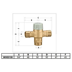 Mitigeur thermostatique 5211723 3/4 THERMADOR avec filtres et clapets - MIX52120