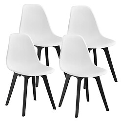 Set de 4 Chaises Brevik Plastique 83 x 54 x 48 cm Blanc Noir [en.casa]