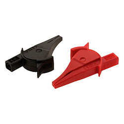 Lot de 2 Pinces Ø4mm de sécurité large ouverture: 1 rouge + 1 noire - Zenitech