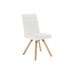 Acheter Vente-Unique Lot de 2 chaises en simili et bois d'hévéa - Blanc - KRISSY