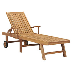 Helloshop26 Transat chaise longue bain de soleil lit de jardin terrasse meuble d'extérieur bois de teck solide 02_0012713 