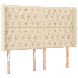 Avis Maison Chic Tête de lit scandinave à LED,meuble de chambre Crème 147x16x118/128 cm Tissu -MN70792