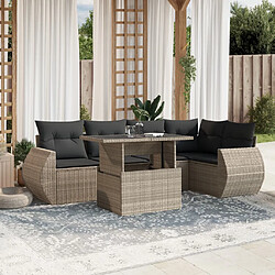 vidaXL Salon de jardin avec coussins 7 pcs gris clair résine tressée 