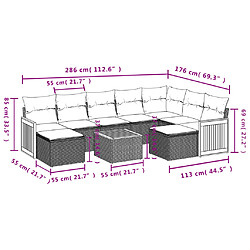 Acheter vidaXL Salon de jardin 10 pcs avec coussins noir résine tressée