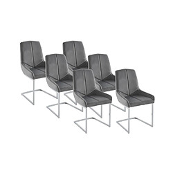 Vente-Unique Lot de 6 chaises en velours et métal - Gris - BERLONA