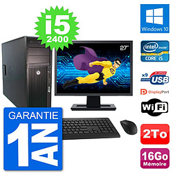 PC Tour HP Z210 Ecran 27" Intel i5-2400 RAM 16Go Disque Dur 2To Windows 10 Wifi - Occasion