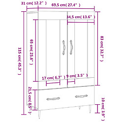 vidaXL Buffet haut chêne fumé 69,5x31x115 cm bois d'ingénierie pas cher