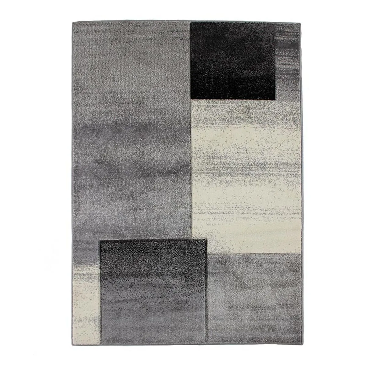 Thedecofactory JOY DE LUXE - Tapis toucher laineux motifs carrés gris 160x230