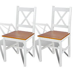 vidaXL Chaises à manger lot de 2 blanc bois de pin 