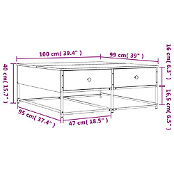 vidaXL Table basse chêne sonoma 100x99x40 cm bois d'ingénierie pas cher