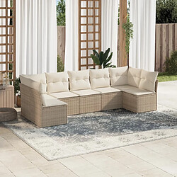 vidaXL Salon de jardin avec coussins 7 pcs beige résine tressée 