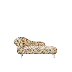 Beliani Chaise longue Chesterfield en tissu beige à motif floral côté gauche NIMES