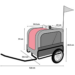 FLAMINGO Remorque de vélo pour chiens Romero Rouge 59,5x43x51 cm pas cher