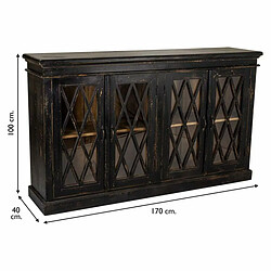 Buffet Alexandra House Living Noir verre Bois de manguier 40 x 100 x 170 cm pas cher