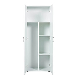 Pegane Armoire meuble de rangement 2 portes coloris blanc - Longueur 70 x Profondeur 34 x Hauteur 189 cm pas cher