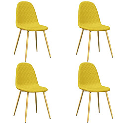 vidaXL Chaises à manger lot de 4 Jaune moutarde Velours