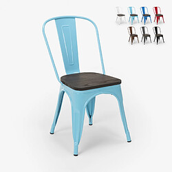 Ahd Amazing Home Design Chaises industrielles en bois et acier Tolix pour cuisine et bar Steel Wood, Couleur: Turquoise 