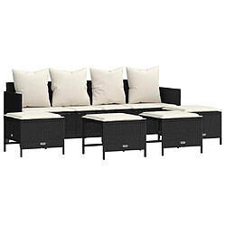 vidaXL Salon de jardin 5 pcs avec coussins noir résine tressée