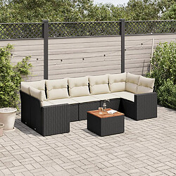 vidaXL Salon de jardin 8 pcs avec coussins noir résine tressée 