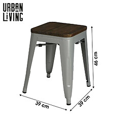 Avis Urban Living Lot de 4 tabourets vintage Liv H46 cm - Gris mat