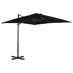 vidaXL Parasol de jardin en porte-à-faux et mât en aluminium noir 