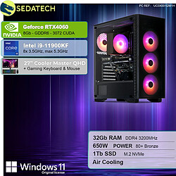 Sedatech Pack PC Gamer • Intel i9-11900KF • RTX4060 • 32Go RAM • 1To SSD M.2 • Windows 11 • Moniteur 27"