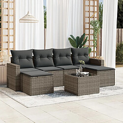 vidaXL Salon de jardin avec coussins 7 pcs gris résine tressée 