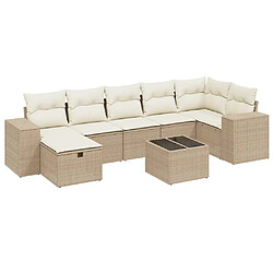 vidaXL Salon de jardin avec coussins 8 pcs beige résine tressée