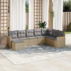 vidaXL Salon de jardin avec coussins 8 pcs beige résine tressée 