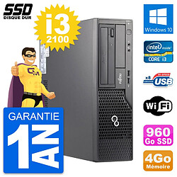 PC Fujitsu Esprimo E500 E85+ DT Intel i3-2100 RAM 4Go SSD 960Go Windows 10 Wifi · Occasion 