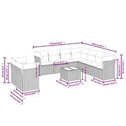 Acheter vidaXL Salon de jardin avec coussins 10 pcs beige résine tressée