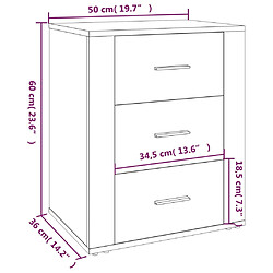 vidaXL Table de chevet Noir 50x36x60 cm Bois d’ingénierie pas cher