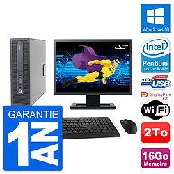 PC HP 600 G2 SFF Ecran 22" Intel G4400 RAM 16Go Disque Dur 2To Windows 10 Wifi · Occasion 