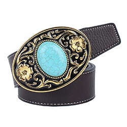 Ceinture Western en Cuir ee Cowboy Avec Boucle à Motif Arabesque Ceinture de Cow-girl - 110-125cm Réglable