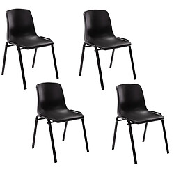 Decoshop26 Lot de 4 chaises visiteur empilable salle d'attente en plastique noir et métal 10_0003206 